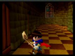 Ayron visite le monastère du départ d'Holy Magic Century sur Nintendo 64. Il s'apprête à entrer dans une chambre sans frapper! (Holy Magic Century)
