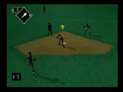 Les voltigeurs courent récupérer la balle (All-Star Baseball 99)
