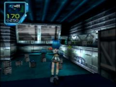 Vela dans la base militaire d'Ichor, niveau du jeu Jet Force Gemini sur Nintendo 64 (Jet Force Gemini)