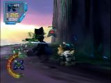 Lupus en découd avec une fourmi sur la planète Rith Essa, niveau du jeu Jet Force Gemini sur Nintendo 64