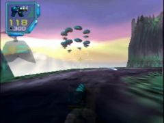 Lupus prêt à canarder dans la falaise de Rith Essa, niveau du jeu Jet Force Gemini sur Nintendo 64 (Jet Force Gemini)