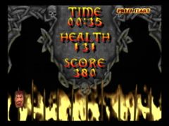 Mordos Kull a perdu la tête et il est temps de compter les points de ce combat gagné dans le jeu Mace The Dark Age sur Nintendo 64 (Mace: The Dark Age)