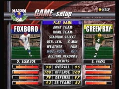 Les équipes. (Madden Football 64)