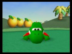 Yoshi est au bout de sa vie, il n'a pas du très bien jouer sur cette partie ! (Mario Golf)