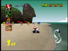 L'un des rochers de la Koopa Troopa Beach est en forme de tortue, cette plage porte bien son nom ! (Mario Kart 64)