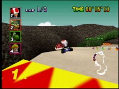 Montre nous ton skill Toad, je suis sur que tu es capable de lancer ta carapace verte en plein saut et d'aller taper un concurrent grâce au rebond ! (Mario Kart 64)