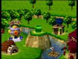 Ecran de sélection du mode de jeu du premier Mario Party. Entrez dans le tuyau pour démarrer une partie !