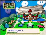 Choix de sélection du plateau de jeu, dans un décor qui a un air de Paper Mario.