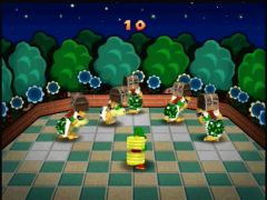 Un mini-jeu bonus ou le joueur qui a le marteau peut aller dégommer un des petits Bowser pour récupérer un item. (Mario Party 3)
