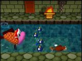 Dans ce mini-jeu, il faut nager vite pour ne pas se faire manger par le poisson ! Mais il faut plonger sous les mines pour ne pas les faire exploser !