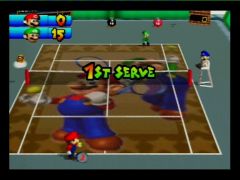 Joli revêtement, mais peut-être pas très légal vis-à-vis des règles du Tennis ! C'est Mario qui va servir ! (Mario Tennis)