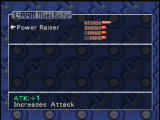 Ecran de menu de Mega Man 64 qui s'éloigne des Mega Man classiques et dispose d'un aspect RPG. 