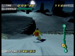 Pensez à aller tout droit, vous ferez un sacré saut mais gagnerez du temps sur cette course Dragon Cave (1080 Snowboarding)