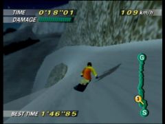 Beautiful shadow effect of Akari Hayami on the snowy track of the Dragon Cave race  (1080 Snowboarding)