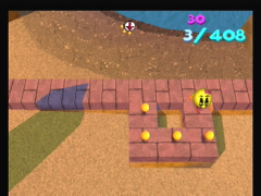 Le but est de ramasser les boules jaunes (Ms. Pac-Man Maze Madness)