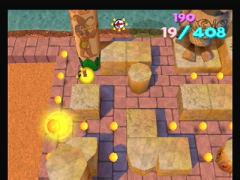 Cette boule brillante permet d'attaquer les ennemis (Ms. Pac-Man Maze Madness)