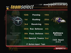Choix de l'équipe (NFL QB Club 2001)