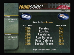 Choix de l'équipe (NFL Quarterback Club 2000)