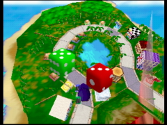 Vue aérienne du parcours de jeu (Bakushou Jinsei 64: Mezase! Resort Ou)