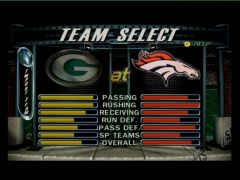 Les équipes. (NFL Quarterback Club '99)