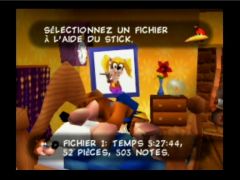 Ecran de sélection de la sauvegarde (Banjo-Kazooie)