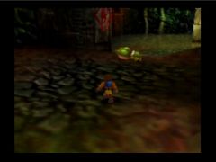 Début du niveau Caverne de Clanker. De la nage vous attend (Banjo-Kazooie)