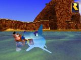 Screenshot officiel du jeu. J'espère que Banjo ne vas pas servir de casse-croûte à ce requin du niveau Baie du Trésor