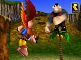 Screenshot officiel du jeu. En face à face contre Conga le gorille dans la montagne de Mumbo !