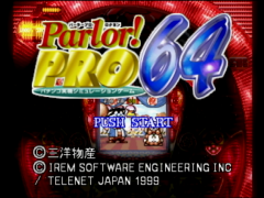 Ecran titre du jeu Parlor ! Pro 64: Pachinko Jikki Simulation (Parlor! Pro 64)