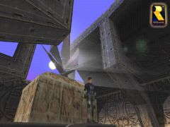 Screenshot officiel de Joanna au niveau de l'autel du temple Skedar (Perfect Dark)