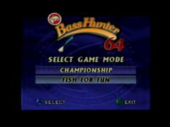 Le menu (Bass Hunter 64)