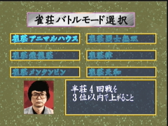 Le menu pause (Pro Mahjong Tsuwamono 64: Jansô Battle ni Chôsen)