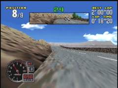 La vue intérieure est disponible, mais peu lisible (Rally Challenge 2000)