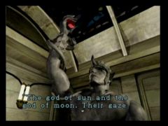 Une des nombreuses énigmes de Resident Evil 2. Ici il va falloir que cette statue lâche ce beau rubis ! (Resident Evil 2)