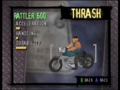 Ecran de choix du motard dans le jeu Road Rash 64 sur Nintendo 64 (Road Rash 64)