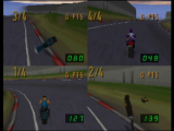 Deux jolis envols en mode multijoueurs du jeu Road Rash 64 sur Nintendo 64