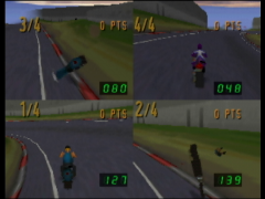 Deux jolis envols en mode multijoueurs du jeu Road Rash 64 sur Nintendo 64 (Road Rash 64)