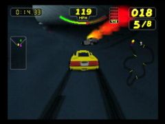 Après un choc trop violent les voitures explosent. (Rush 2: Extreme Racing)