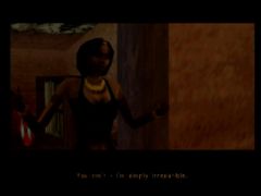 Nettie, la prêtresse vaudou qui guide Mike dans le jeu Shadow Man sur Nintendo 64. A l'origine, elle ne devait pas porter de t-shirt. (Shadow Man)
