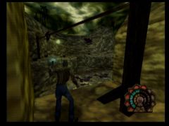 Dans Shadow Man sur Nintendo 64, il va falloir se débarasser des grosses chauves-souris avant de faire des acrobaties sur la corde. Shadow Gun charg (Shadow Man)