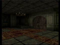 Le hall d'entrée du château, avec tapis d'époque ! A la vitesse où marche De, vous avez le temps de profiter du décor ! (Shadowgate 64: Trial of the Four Towers)