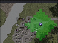 La zone verte montre vos possibilités de déplacement (Super Robot Taisen 64)