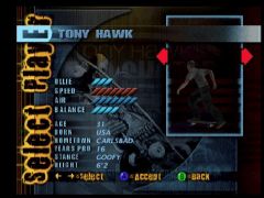 Choisissez votre skateur (Tony Hawk's Skateboarding)