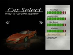 Car selection (Top Gear OverDrive)