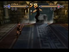 Combat entre Xena et Ares dans le jeu Xena Warrior Princess - the talisman of fate sur Nintendo 64 (Xena: Warrior Princess: The Talisman of Fate)