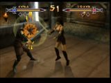 Xena en met plein la poire à Joxer lors d'un combat dans le jeu Xena Warrior Princess - the talisman of fate sur Nintendo 64
