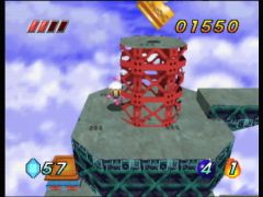 Les barres rouges symbolisent l'énergie de Bomberman (Bomberman Hero)