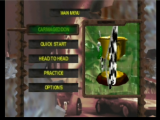The screen for choosing the game mode: Carmageddon, quick start, head to head and practice, classical.