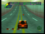 Essayons de faire vraiment la course dans Carmageddon 64. Le cube de pixels devant, c'est un de vos adversaires.