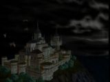 La cinématique de l'écran titre de Castlevania sur Nintendo 64 présente le château de Dracula, puis Malus en train de jouer du violon